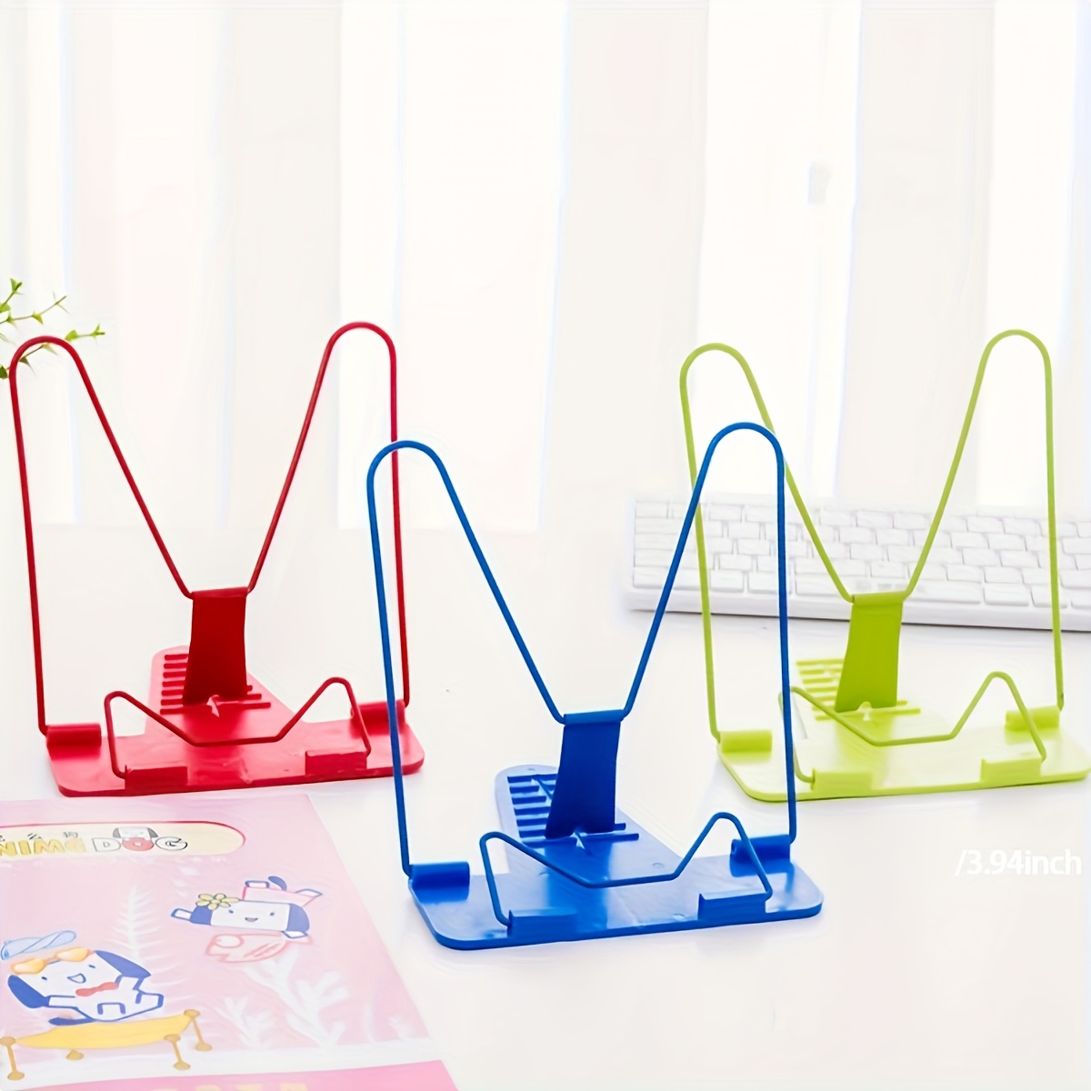 Tablet Stand Accessories - 折りたたみ式デスクトップブックスタンド、角度調整可能な読書ホルダー、教科書、タブレット、料理本、オフィス用のポータブルハンズフリーブックエンド