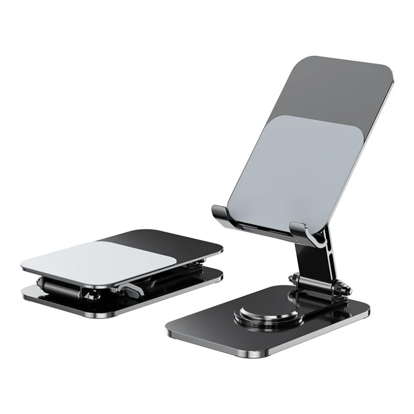 Tablet Stand Accessories - ユニバーサルメタル360 ° 回転可能な電話タブレットスタンドポータブル折りたたみ式デスクトップブラケットホルダー iPhone Samsung Xiaomi