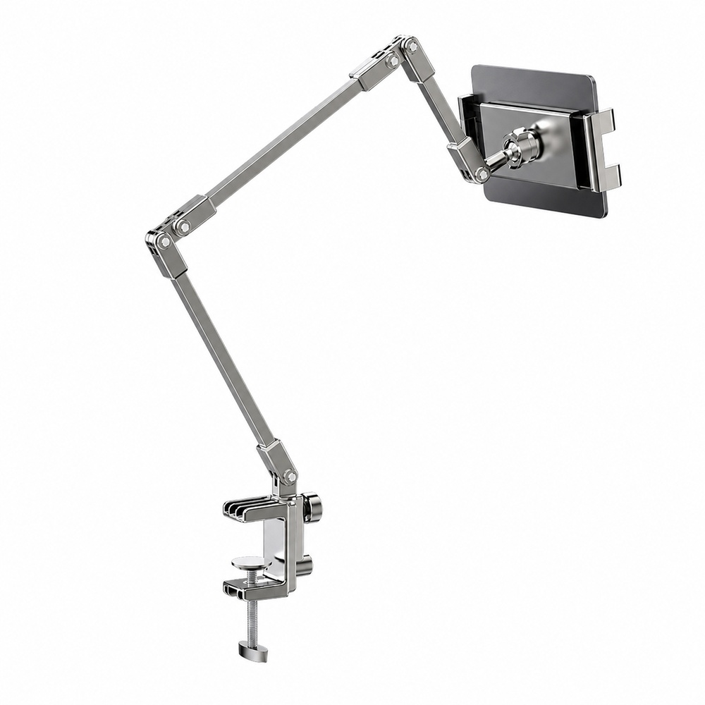 Tablet Stand Accessories - 調節可能なベッド用電話ホルダースタンド、4.7～12.9インチの電話タブレット用、折りたたみ式メタルアームデスククランプ、360度回転 ° 閲覧中