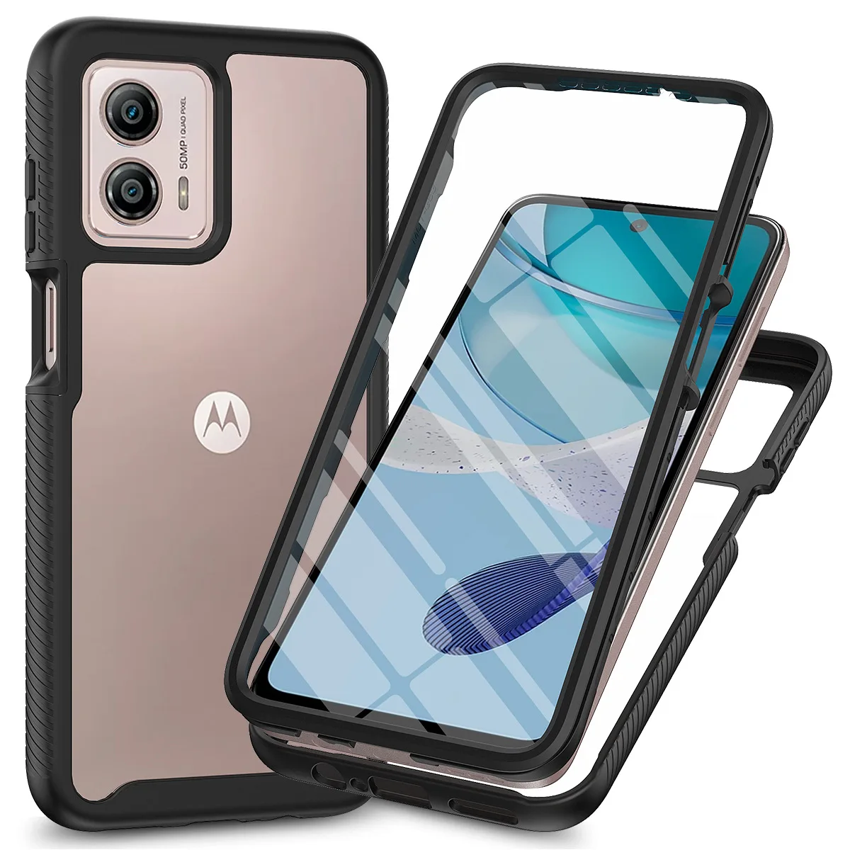 Motorola Tablet Accessories - Motorola Moto G53/G23/G13用TPU/PC PET素材360°フルカバーケース、スクリーンプロテクター付き