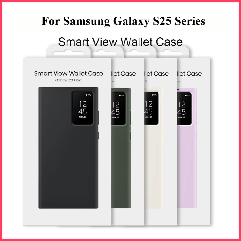 Windows Tablet Accessories - ボックス付きオリジナルスマートビューウィンドウウォレットフリップケースサムスンギャラクシー S25/S24/S23/S22 ウルトラプラスカードポケット耐衝撃カバー