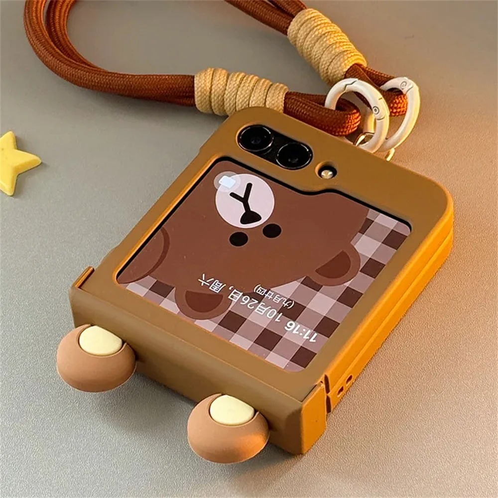 Motorola Tablet Accessories - 韓国のかわいい漫画風クマ耳ケース、Samsung Galaxy Z Flip 8/7/6/5/4/3、Motorola Razr60