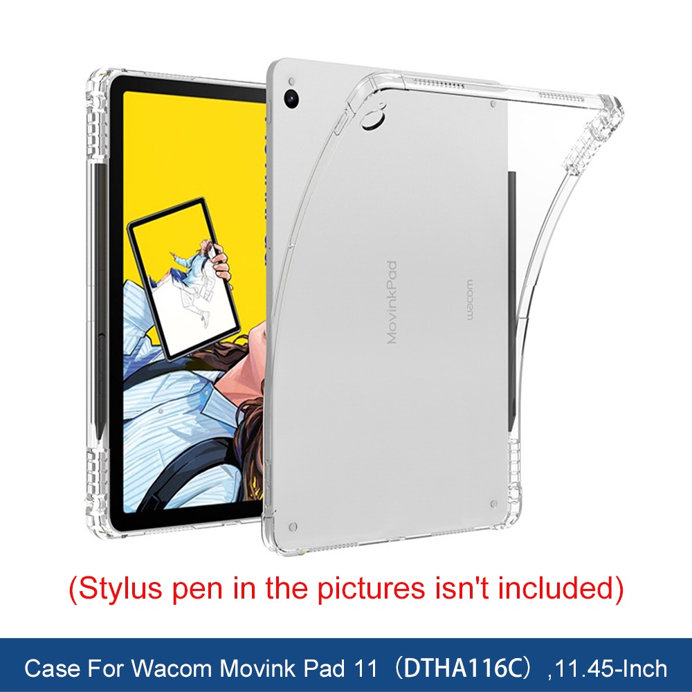Wacom Tablet Accessories - クリアケース Wacom Movink Pad 11 DTHA116C、11.45インチスマートタブレットケースカバー鉛筆ホルダーTPUカバー、4つの耐衝撃エアバッグ付き
