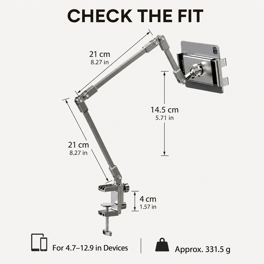 調節可能なベッド用電話ホルダースタンド、4.7～12.9イン - Tablet Stand Accessories のレビューと価格