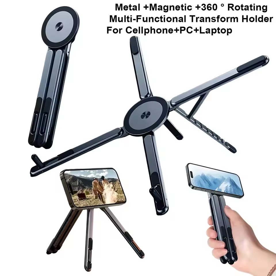 ポータブルマグネット式スマホホルダー＆自撮り棒 3-in-1 - Tablet Stand Accessories のレビューと価格