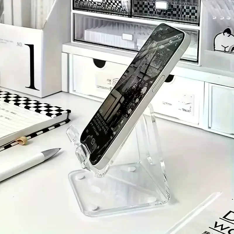 透明アクリル製スマホスタンド、ミニマリストクリアフォンホルダ - Tablet Stand Accessories のレビューと価格